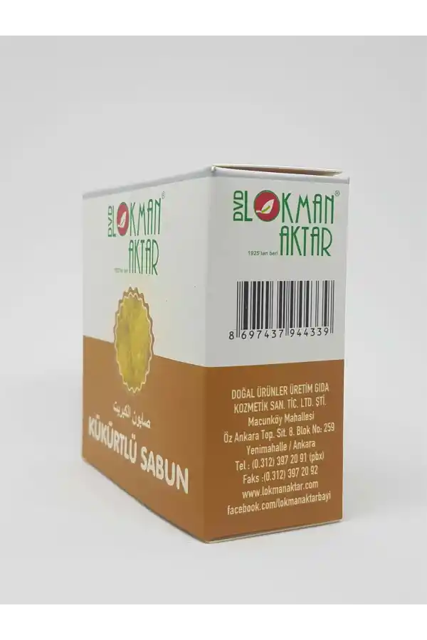 Doğal Kükürtlü Sabunu kutulu 1Adet, Lokman Aktar