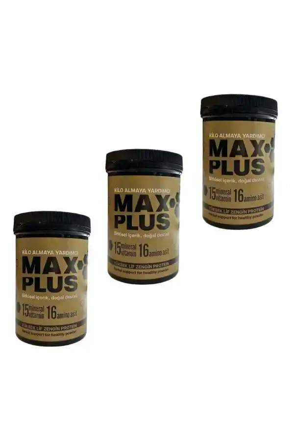 MaxPlus 550gr Doğal Bitkisel İçerik 15 Mineral Vitamin 16 Amino Asit, kilo almaya destek içecek 3 Adet