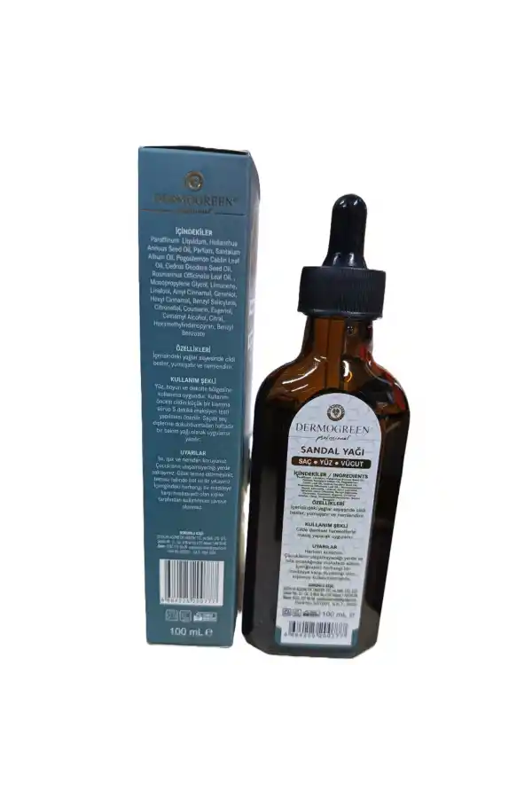Sandal Ağacı Yağı (Sandalwood oil Serum) Saç, Yüz ve Vücut 100ml, Dermogreen