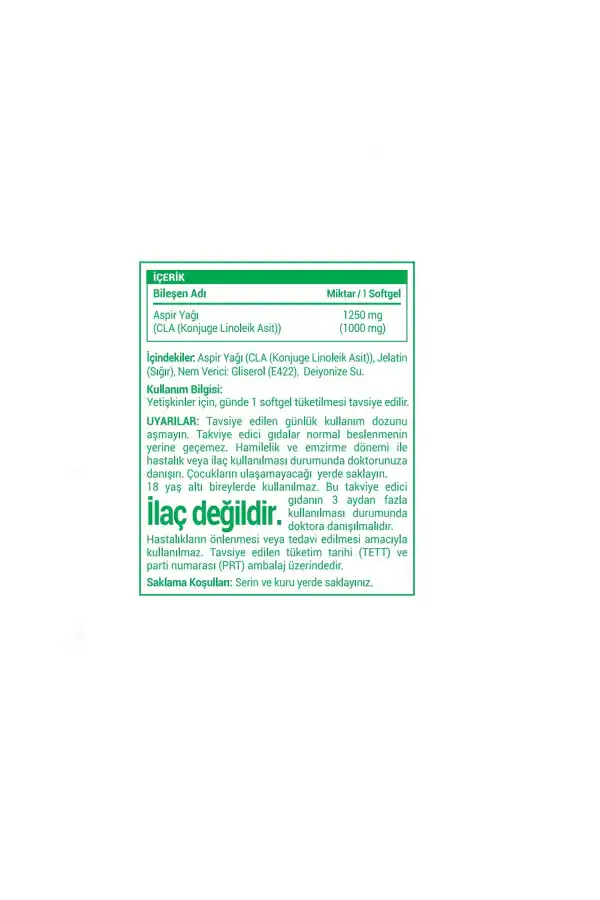 CLA (Konjuge Linoleik Asit ) Aspi̇r Yaği 30 Softgel, Multimed