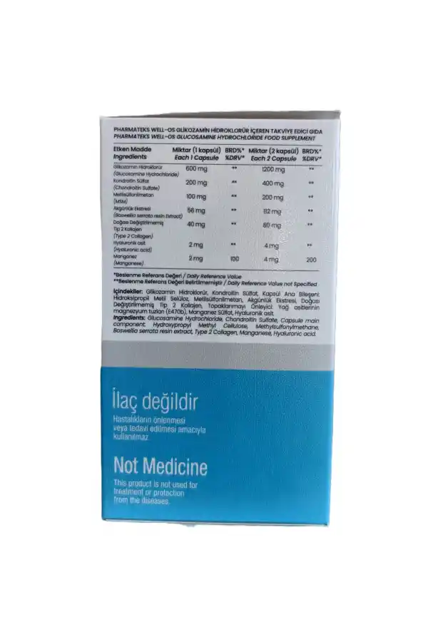 Well-OS Glikozamin Hidroklorür İçeren 60 Kapsül, Pharmateks