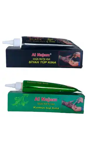 Kızıl (Kırmızı) Doğal Tüp Kına 30 gr +Siyah Doğal Tüp Kına 30 gr Pratik kına