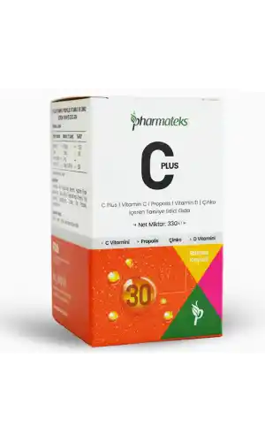 C Plus 30 Kapsül C Vitamini D Vitamini Propolis ve Çinko İçeren, Pharmateks