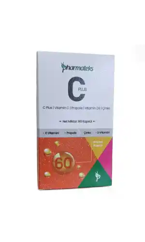 C Plus 60 Kapsül C Vitamini D Vitamini Propolis ve Çinko İçeren, Pharmateks
