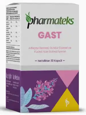 Pharmateks, GAST Adaçayı Ekstresi Günlük Ekstresi ve Kudret Narı içeren 30 Kapsül