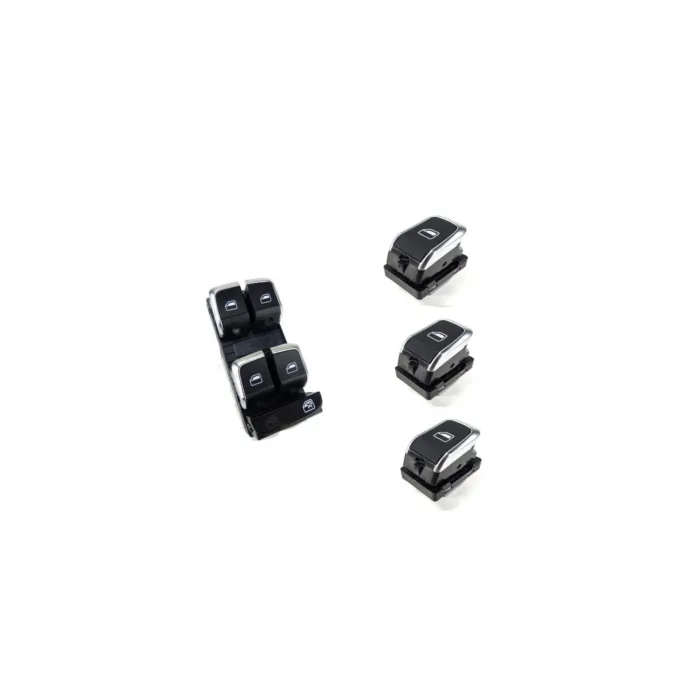 Audi A1 Dörtlü Tekli Cam Açma Düğmesi Takımı 2011-2016 kromlu