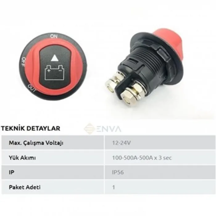 Akü Devre Kesici Anahtarlı 12v- 24v Uyumlu Mini Model