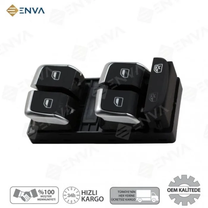 Audi Q3 Q-3 Dörtlü Cam Açma Düğmesi Anahtarı 2012-2017 kromlu