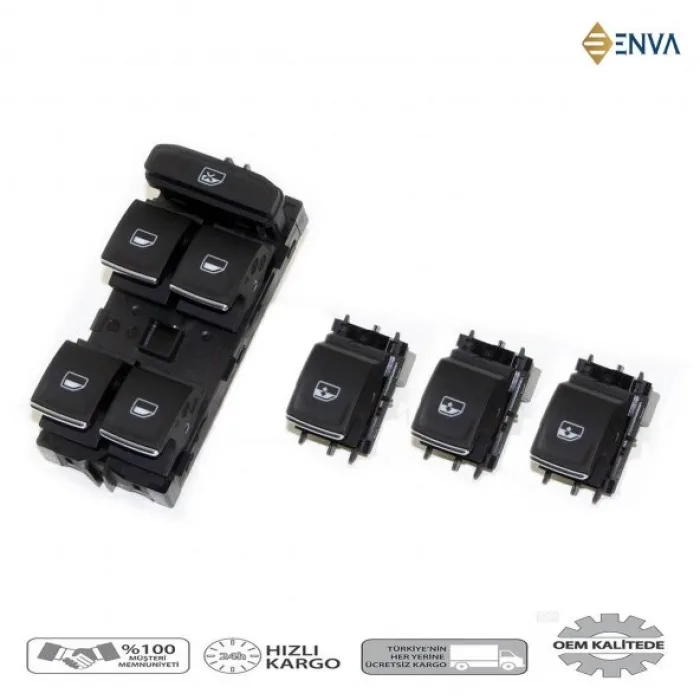 Volkswagen Golf 7 Cam Açma Düğmesi Anahtarı Takımı 2014-2017