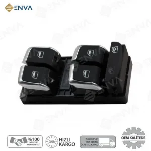 Audi Q2 Sol Ön Dörtlü Cam Açma Düğmesi Anahtarı 2016-2018 (krom)