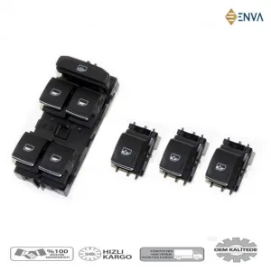 Volkswagen Golf 7 Cam Açma Düğmesi Anahtarı Takımı 2014-2017