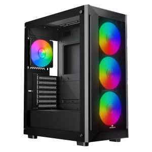 GAMEBOOSTER RAIDER E651B 650W 80+ WHITE USB 3.0 MESH 4*RAİNBOW FANLI MİD-T E-ATX GAMİNG SİYAH KASA