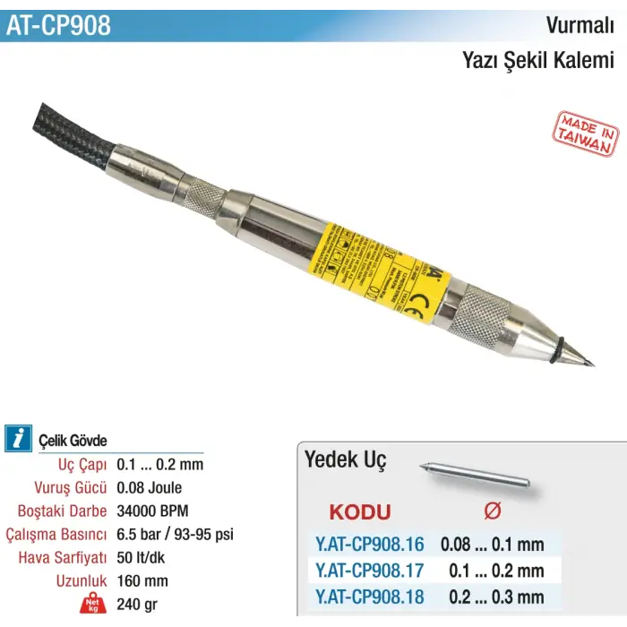 Çelik Gövde Havalı Yazı Şekil Kalemi
