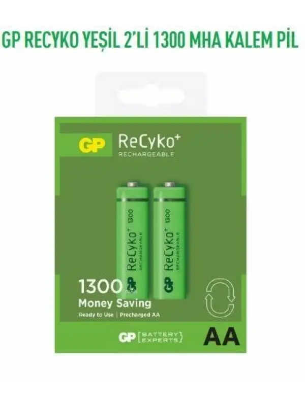 GP130AAHCEMTR-2GB2 RECYKO YEŞİL 2Lİ 1300 MHA KALEM PİL