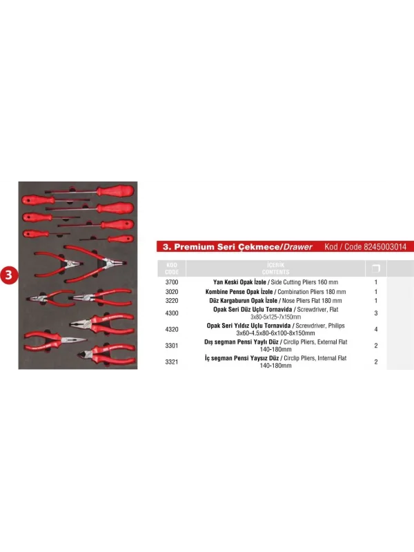 3. ÇEKMECE PREMİUM SERİSİ DOLAP 14 PARÇA