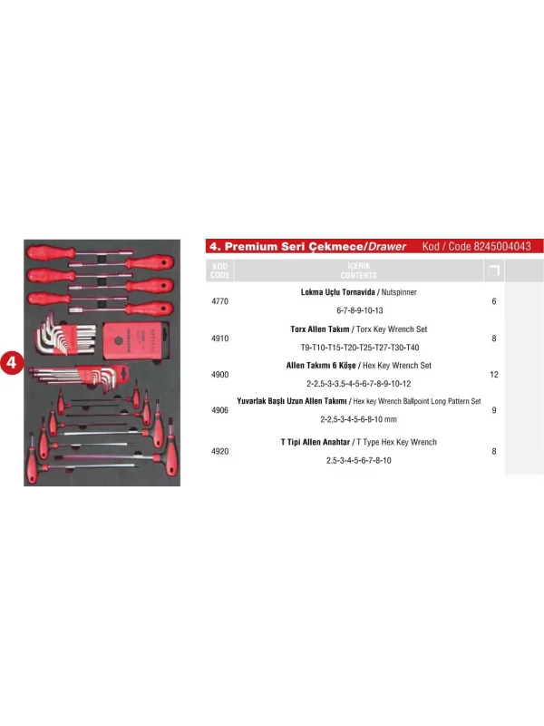 4. ÇEKMECE PREMİUM SERİSİ DOLAP 43 PARÇA
