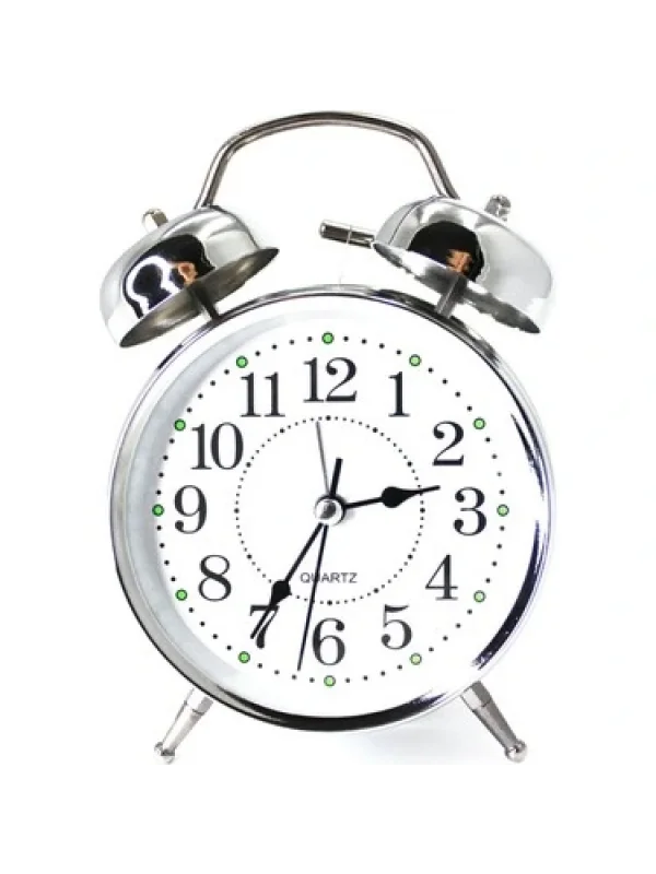 MASAÜSTÜ CLASSIC ÇANLI ALARMLI GÜMÜŞ SAAT