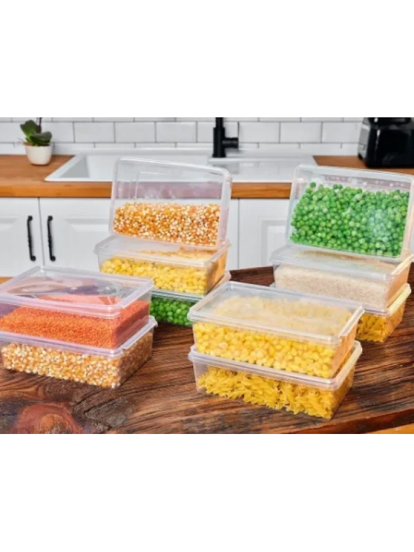 Plastik Saklama Kabı 1 Ltre 10 Adet Kendinden Kapaklı Dondurucu Kabı Hava Almaz 19x13x6 Cm