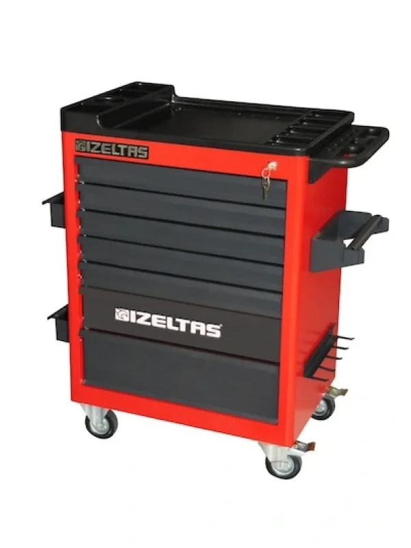 8 ÇEKMECELİ GARAJ MOBİL TAKIM DOLABI KIRMIZI ( DOLU -142 )