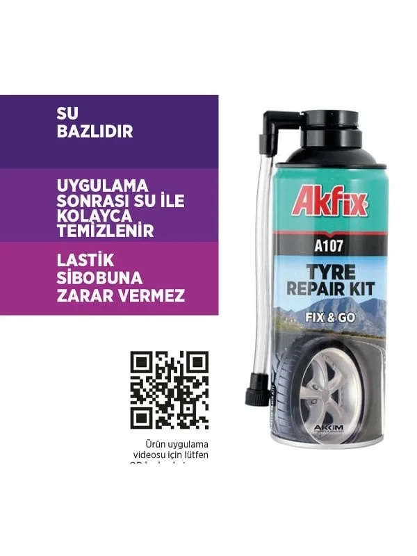 Akfix A107 Oto Lastik Tamir Etme ve Şişirme Spreyi 300ml