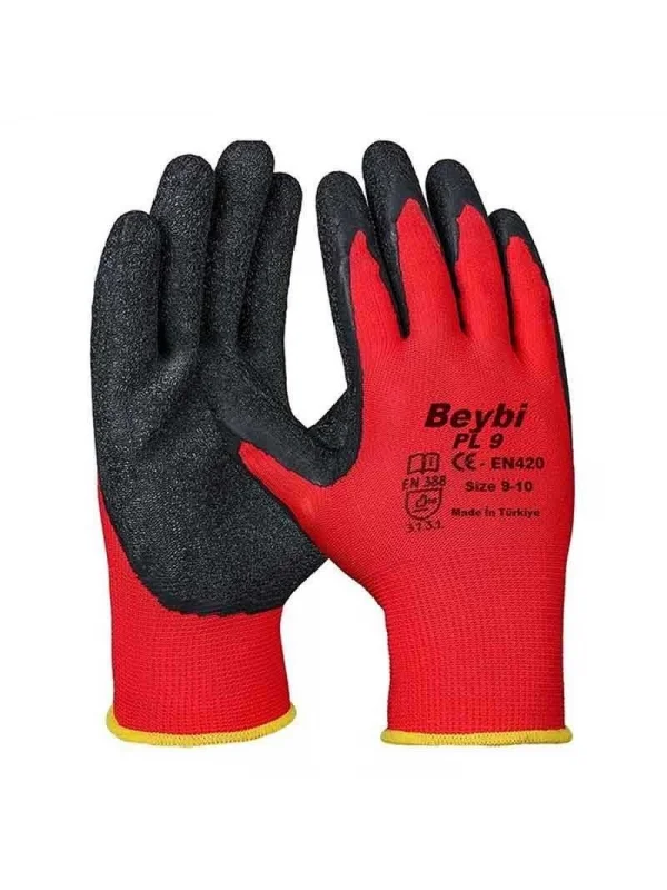 Beybi Nitril Örme Eldiven Kırmızı Siyah