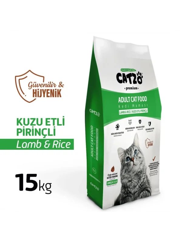 Catzo Premium Kuzu Etli Pirinçli 15 kg Kedi Maması
