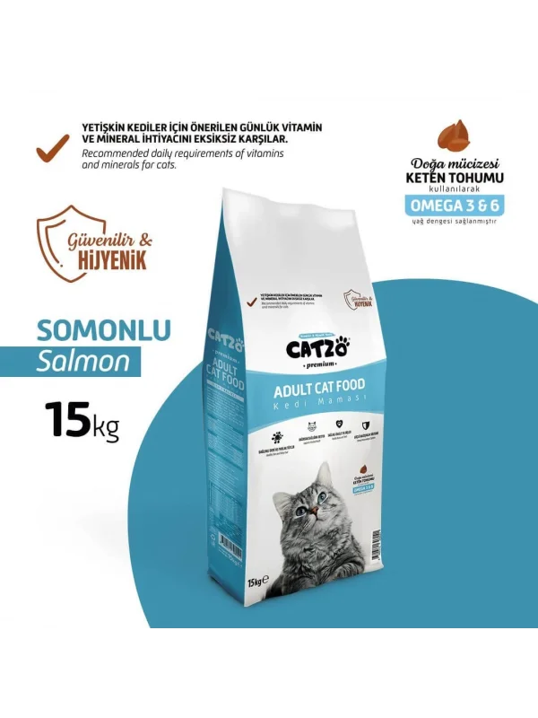 Catzo Premium Somon Balıklı Kedi Maması 15 KG
