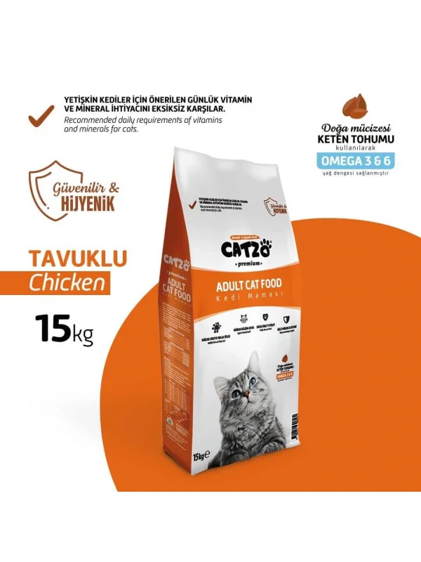 Catzo Premium Tavuklu 15 Kg Kedi Maması