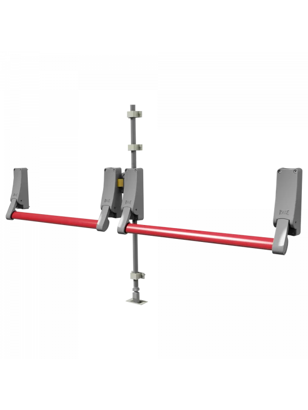 ÇİFT KANAT DİK KİLİTLEMELİ PANİK BAR (BARELSİZ) (GRİ GÖVDE-KIRMIZI BAR)