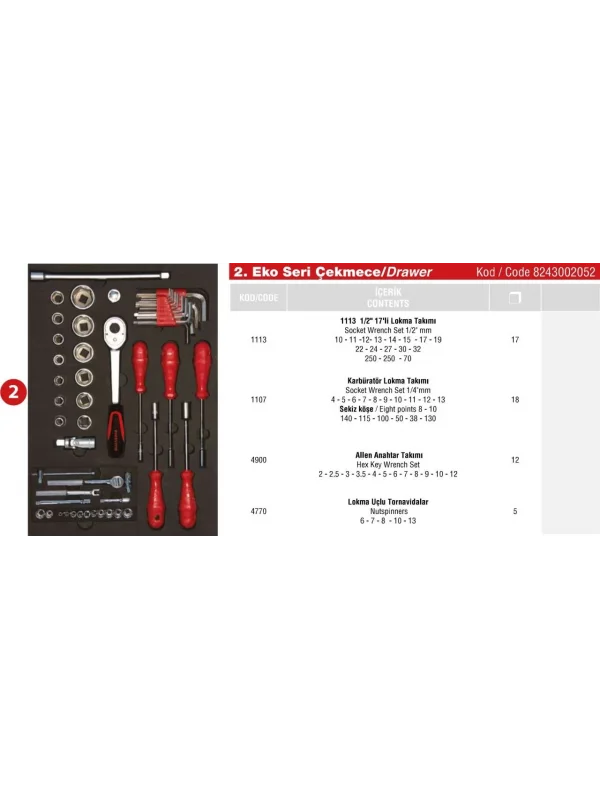 EKO DOLAP 2. ÇEKMECE İÇİ 52 PARÇA