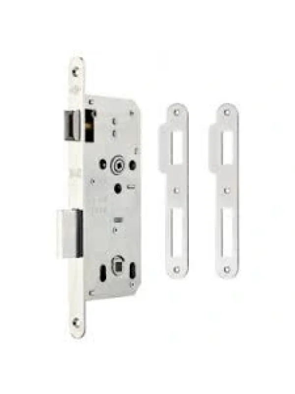 Ekstra Gömme Kapı Kilidi Tek Anahtarlı Rozet Delikli - OVAL NİKEL (23 mm AYNALI)