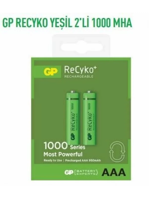 GP100AAAHCEMTR2GB2 RECYKO YEŞİL 2Lİ 1000 MHA İNCE PİL