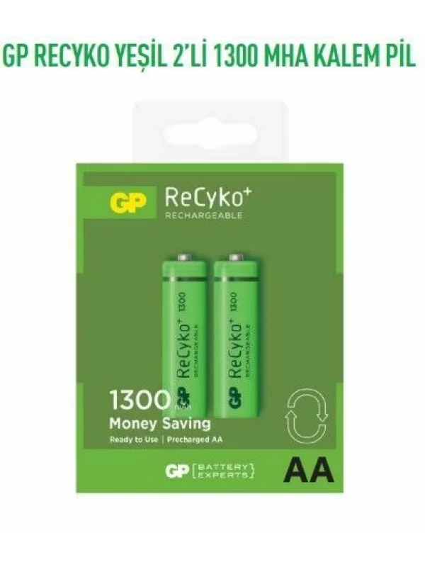 GP130AAHCEMTR-2GB2 RECYKO YEŞİL 2Lİ 1300 MHA KALEM PİL