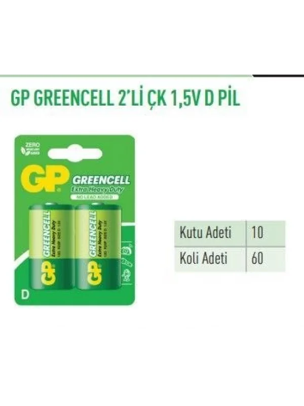 GP13G-BU2 GREENCELL 2Lİ ÇK 1,5V KALIN PİL