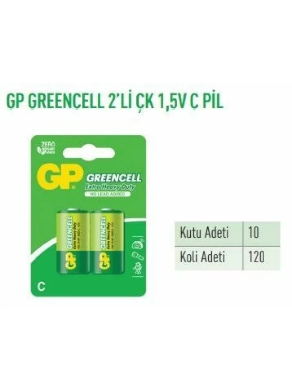 GP14G-BU2 GREENCELL 2Lİ ÇK 1,5V ORTA PİL
