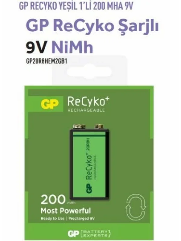 GP20R8HEM2GB1 RECYKO YEŞİL 1Lİ 200 MHA 9V