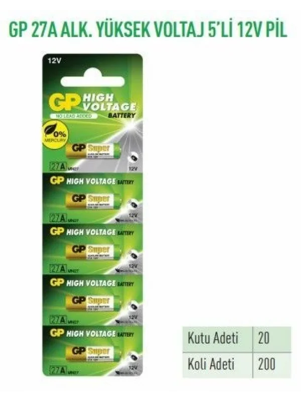 GP27A-C5 27A ALK. YÜKSEK VOLTAJ 5Lİ 12V PİL