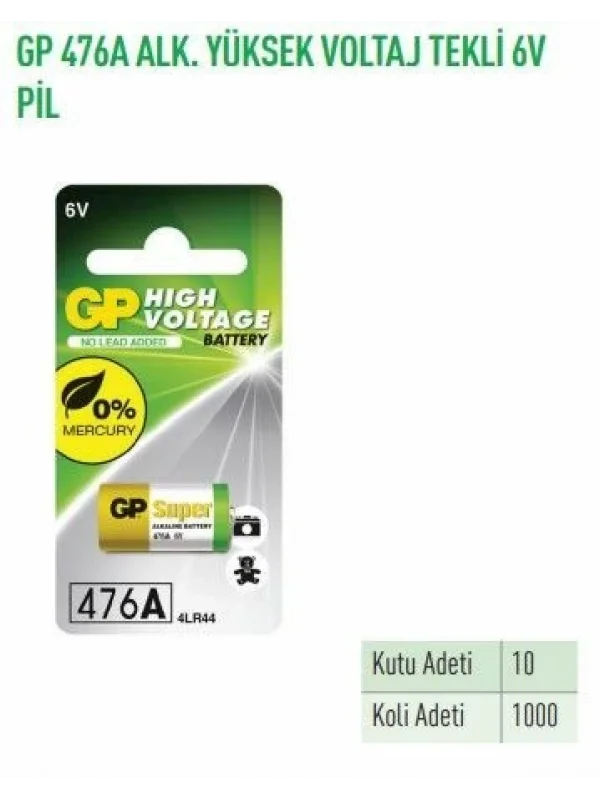 GP476AF 476A ALK.YÜKSEK VOLTAJ TEKLİ 6V PİL