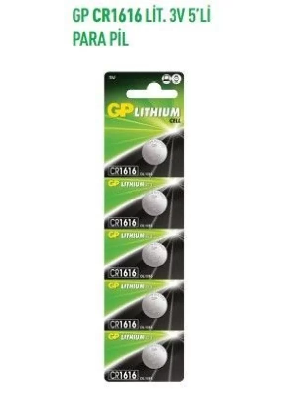 GPCR16167 CR1616 LİT. 3V 5Lİ PARA PİL