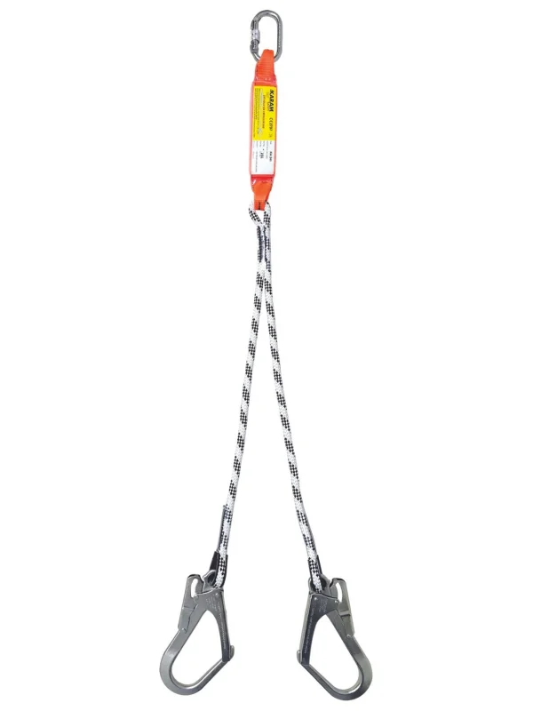 KA341 Şok Emici Çift Kollu Statik Halatlı Büyük Kancalı Lanyard karam
