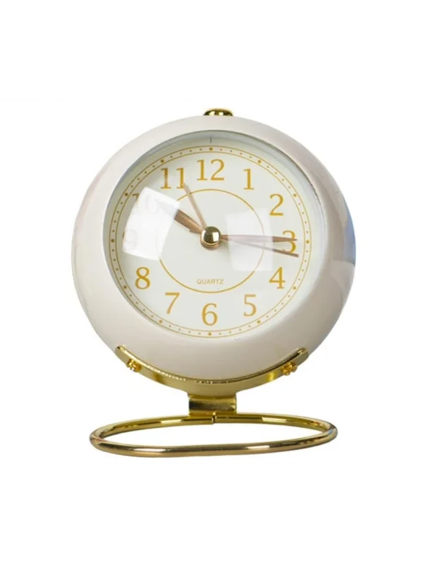 MASAÜSTÜ ZARA MODEL ALARMLI SAAT GÖVDE BEJ TABAN GOLD