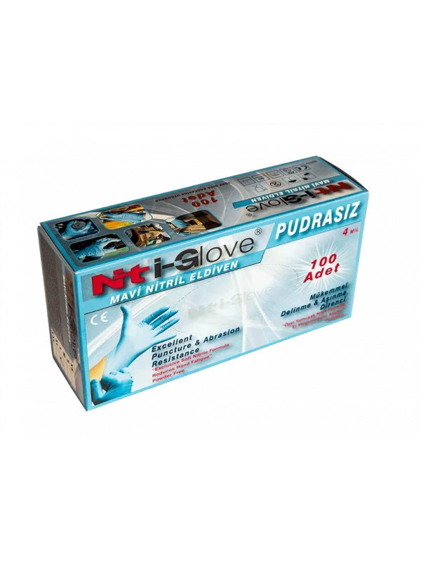 Mavi Nitril Muayene Eldiveni (100lü Kutu)