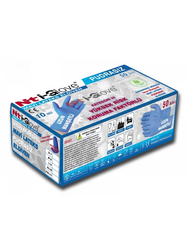Mavi Yüksek Risk Korumalı Lateks Eldiven