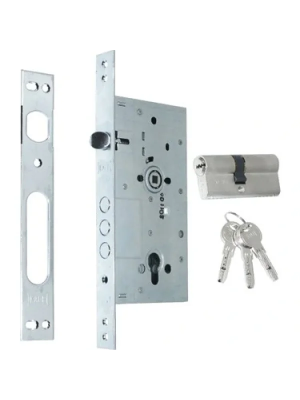 Monoblok Çelik Kapı Kilidi - KROM ( SN Nikel Silindirli ) KARŞILIKSIZ-KUTUSUZ