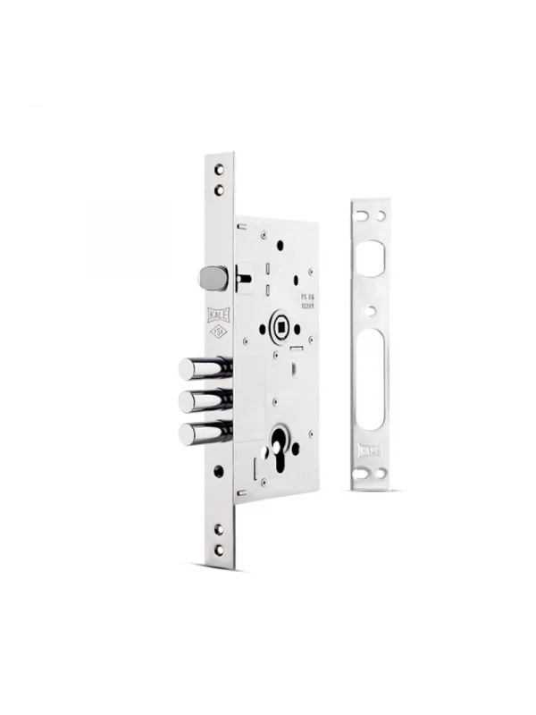 Monoblok Otomatik Kilitlemeli Çelik Kapı Kilidi - KROM (SM Nikel Silindirli)