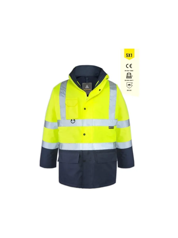 Myform Yüksek Görünürlük Nefes Alabilir 5+1 Parka Mont