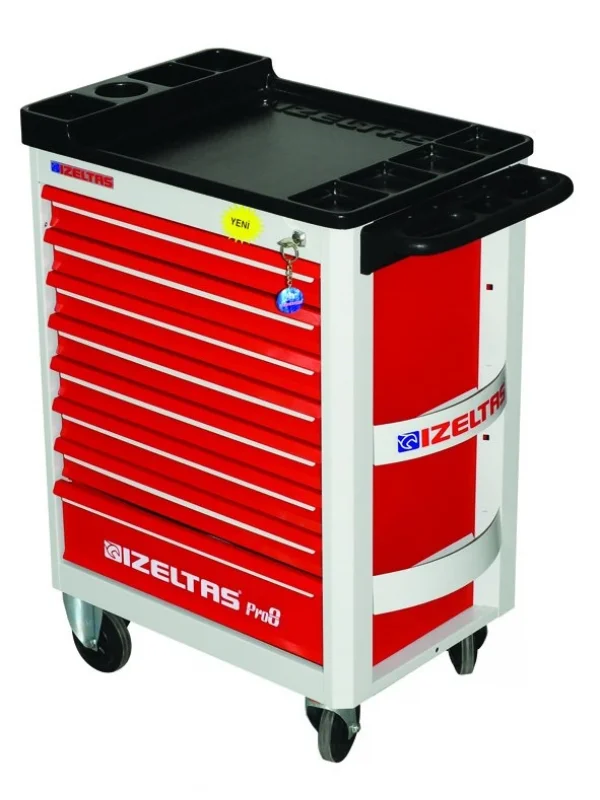 PRO MOBİL 6 ÇEKMECELİ TAKIM DOLABI GRİ GÖVDE - KIRMIZI ÇEKMECE