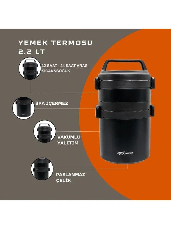 ROX CAMPING 2.2 LT YEMEK TERMOSU