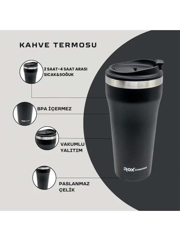 ROX CAMPING KAHVE TERMOSU 0.45 LT - SİYAH