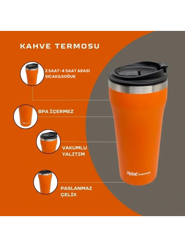ROX CAMPING KAHVE TERMOSU 0.45 LT - TURUNCU